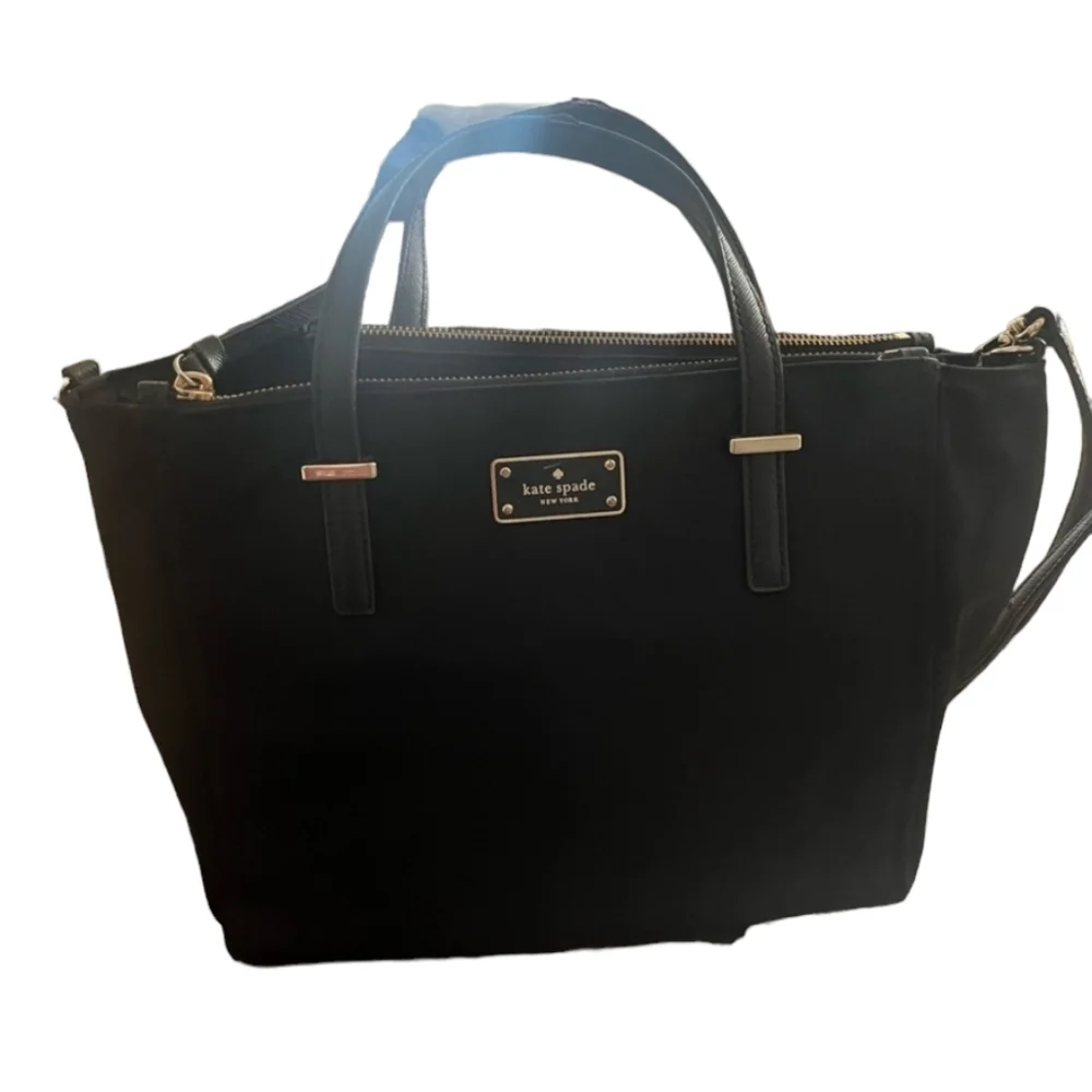 KATE SPADE NEW YORK WILSON ROAD ALYSE BLACK NYLON SATCHEL BAG